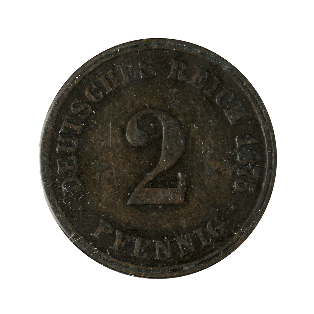 German Empire 1875J 2 Pfennig Extra Fine (EF-40)