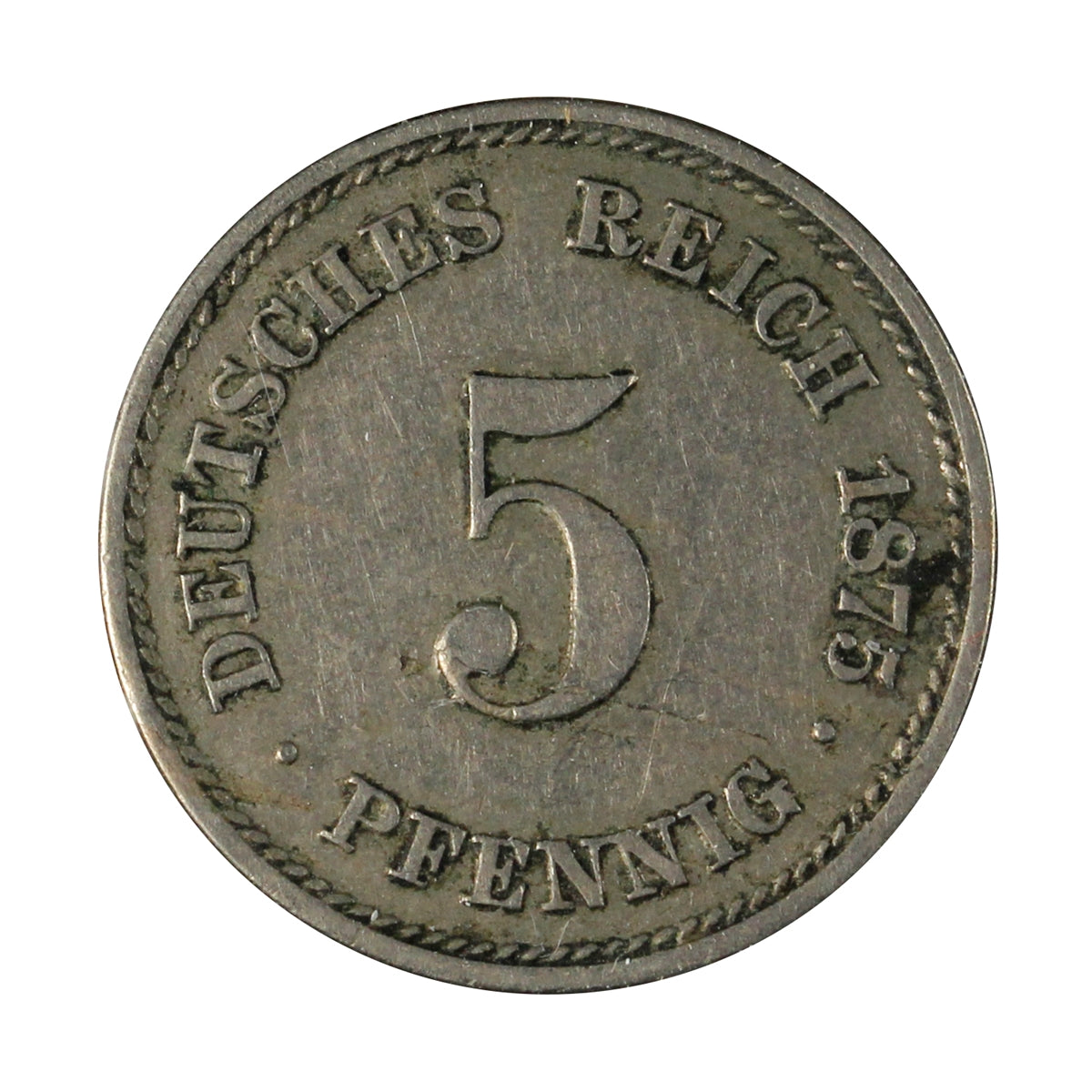 German Empire 1875A 5 Pfennig Extra Fine (EF-40)