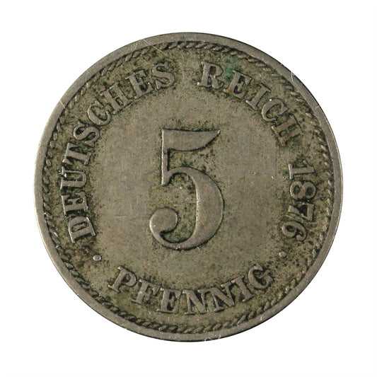 German Empire 1876A 5 Pfennig Extra Fine (EF-40)