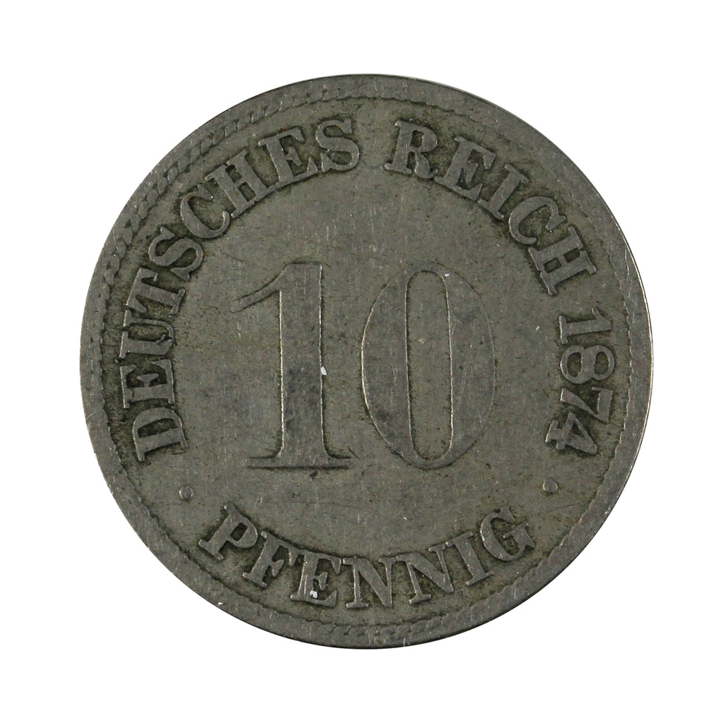 German Empire 1874F 10 Pfennig VF-EF (VF-30)