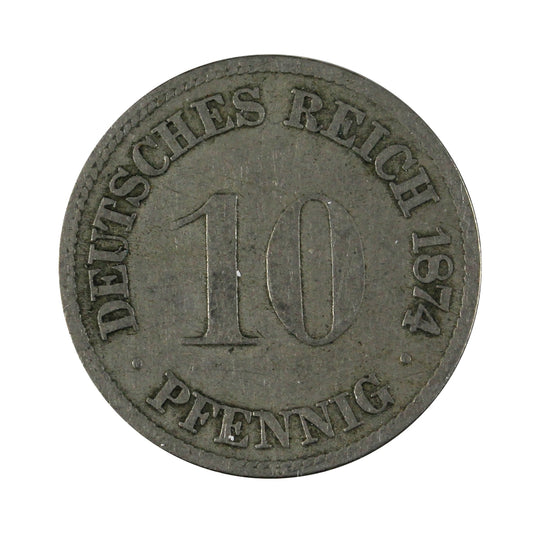 German Empire 1874F 10 Pfennig VF-EF (VF-30)