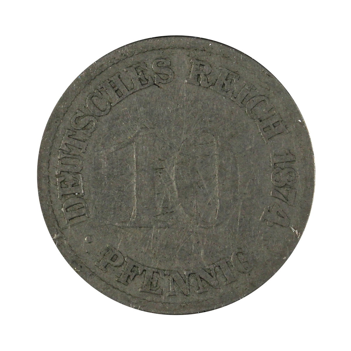 German Empire 1874H 10 Pfennig Very Fine (VF-20)