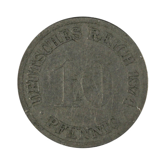 German Empire 1874H 10 Pfennig Very Fine (VF-20)