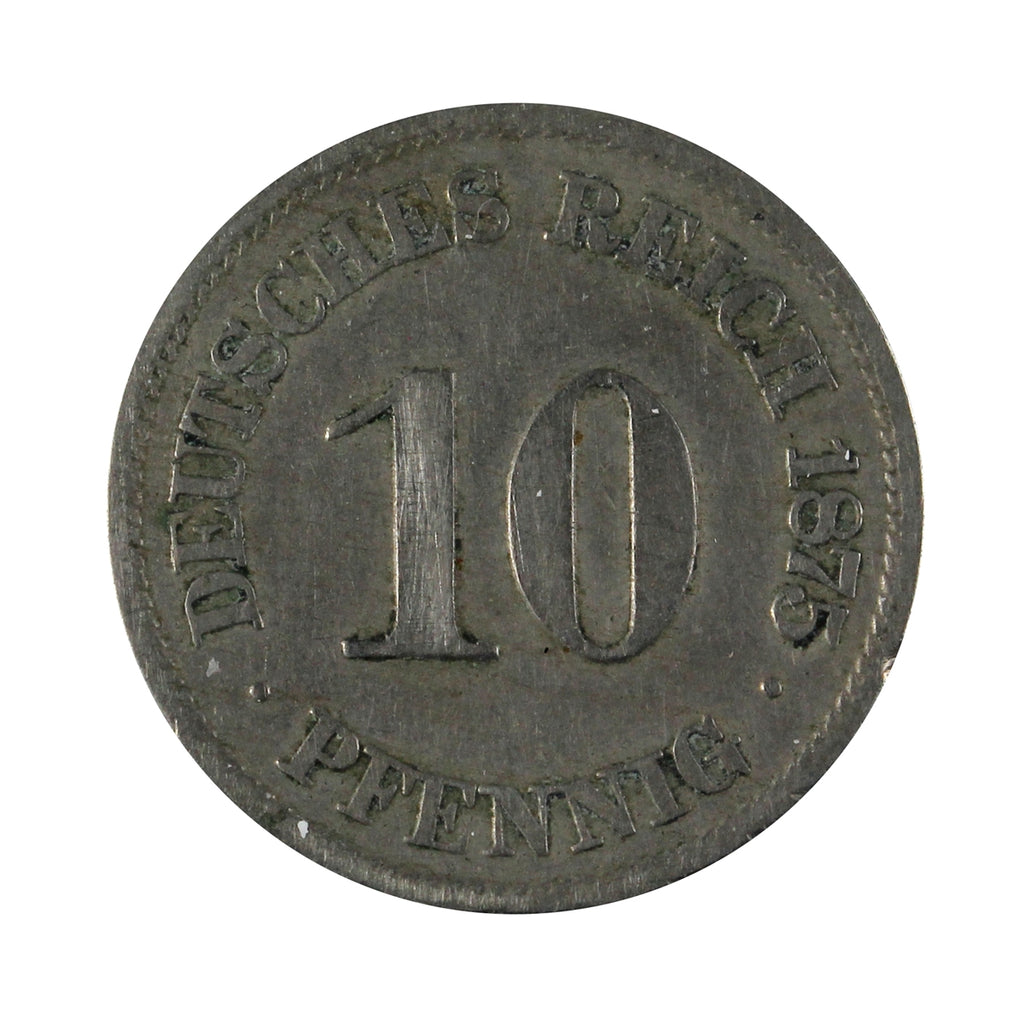 German Empire 1875J 10 Pfennig Extra Fine (EF-40)