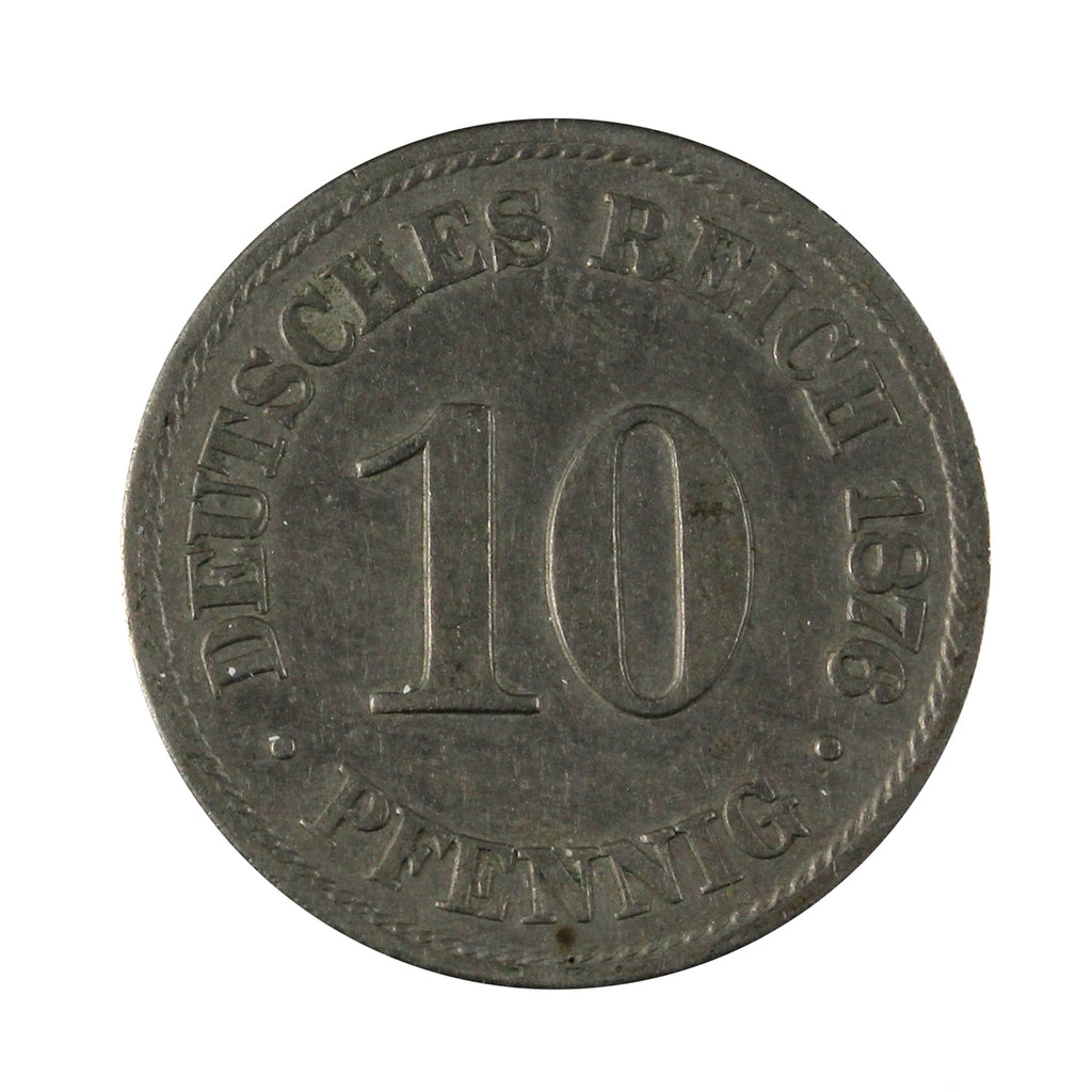 German Empire 1876B 10 Pfennig Extra Fine (EF-40)