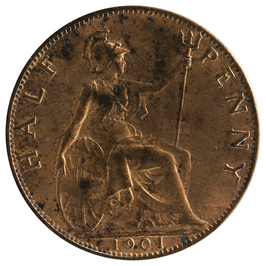 Great Britain 1901 1/2 Penny Almost Uncirculated (AU-50)