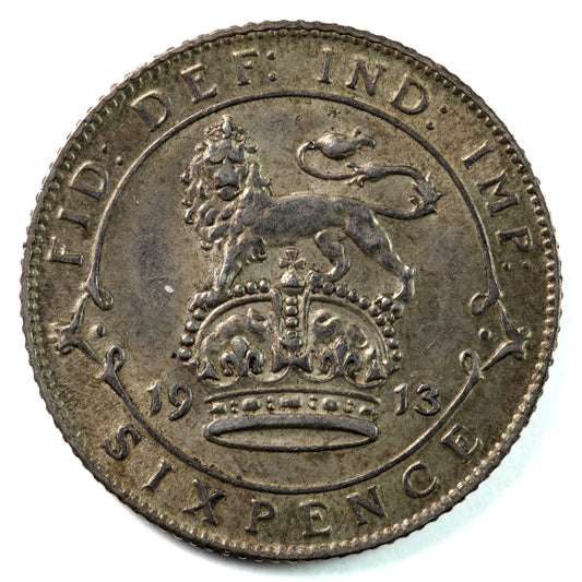 Great Britain 1913 6 Pence Almost Uncirculated (AU-50) $