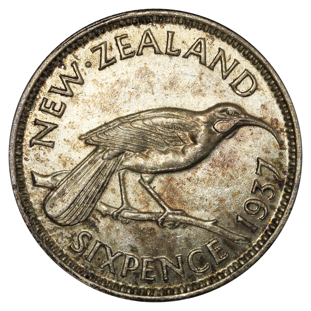 New Zealand 1937 6 Pence VF-EF (VF-30)