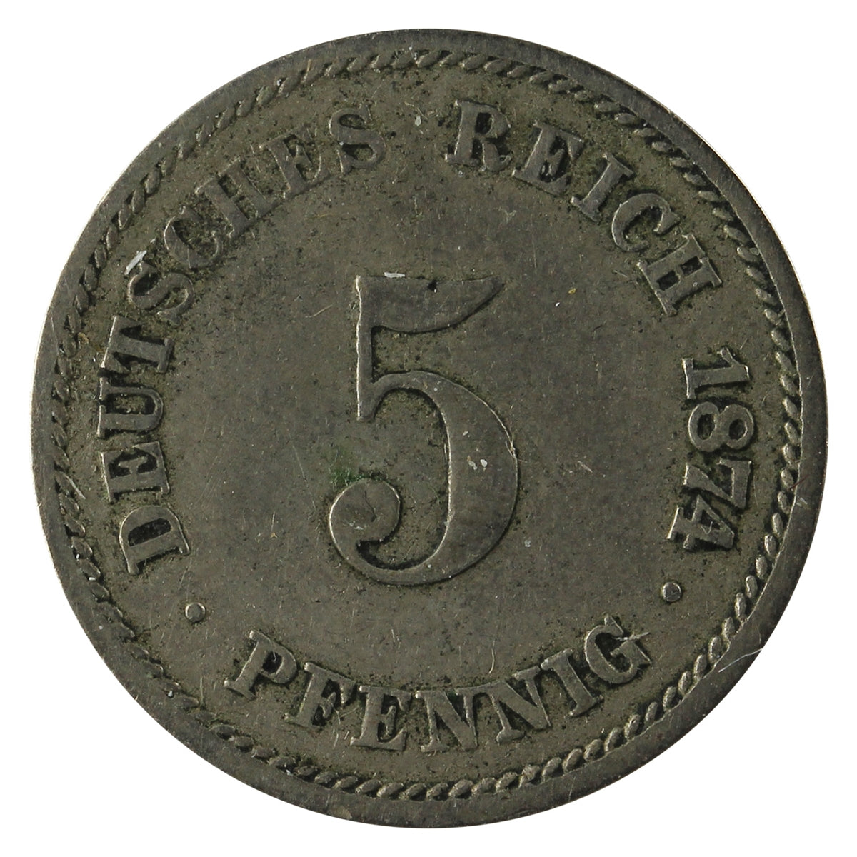 German Empire 1874A 5 Pfennig Extra Fine (EF-40)