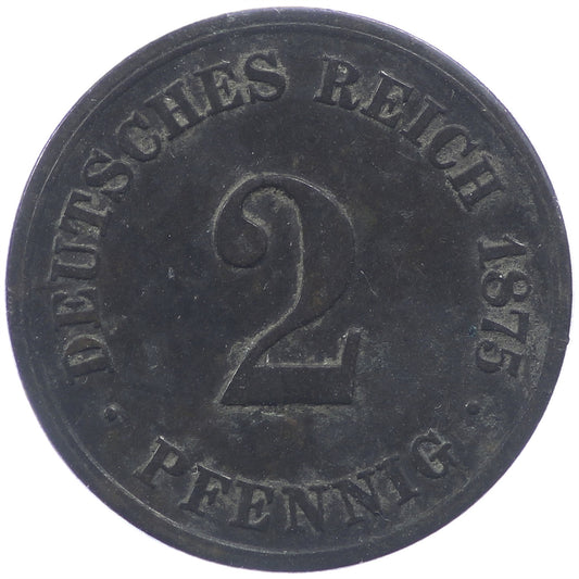 German Empire 1875C 2 Pfennig Extra Fine (EF-40)