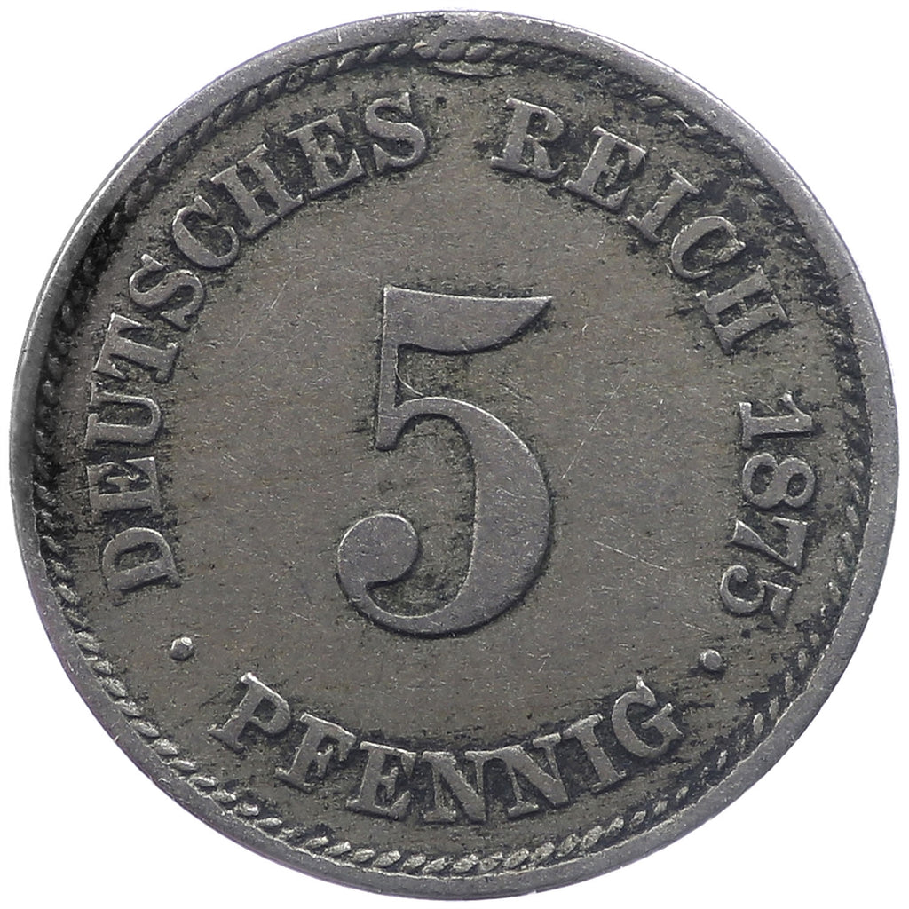 German Empire 1875A 5 Pfennig VF-EF (VF-30)