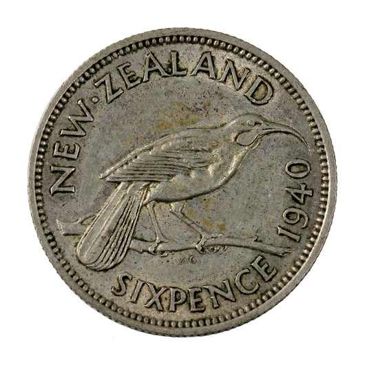 New Zealand 1940 6 Pence Extra Fine (EF-40)