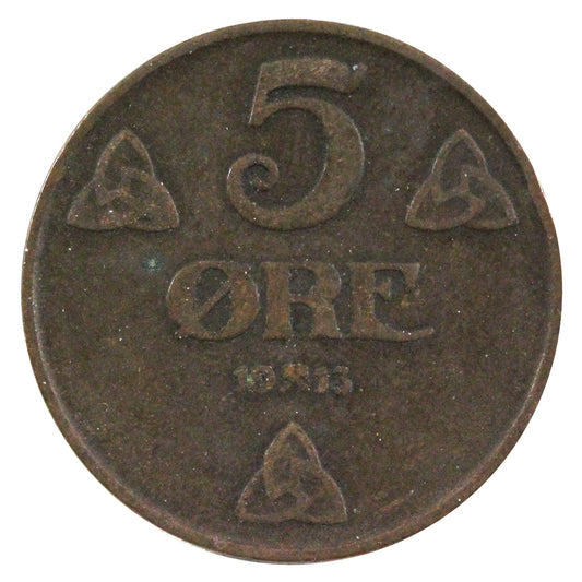 Norway 1913 5 Ore VF-EF (VF-30)