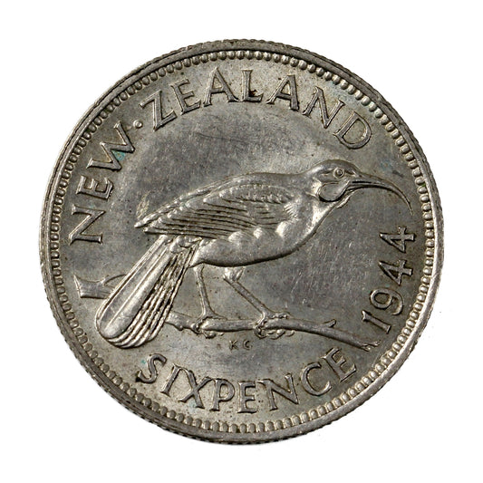 New Zealand 1944 6 Pence Extra Fine (EF-40)