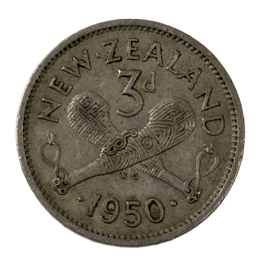 New Zealand 1950 3 Pence Extra Fine (EF-40)