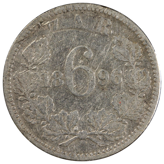 South Africa 1896 6 Pence Very Fine (VF-20)