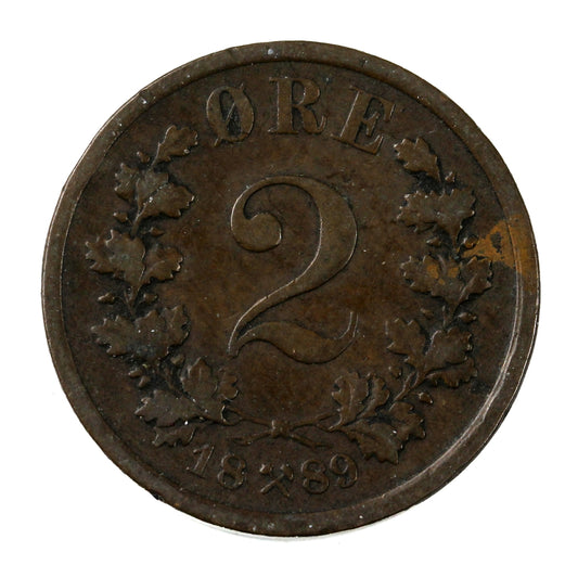 Norway 1889 2 Ore Extra Fine (EF-40)