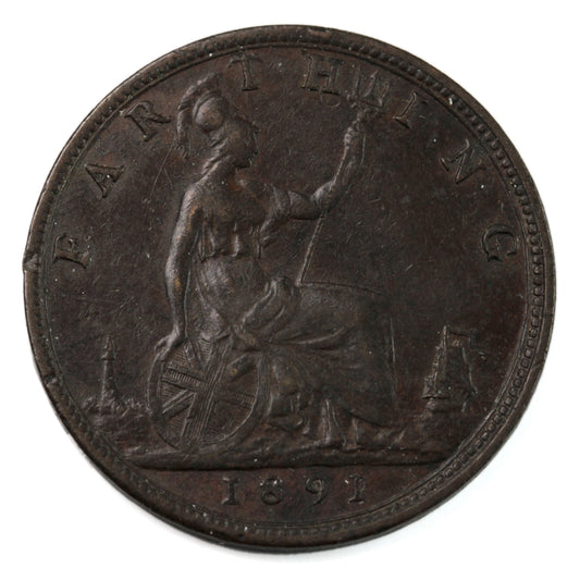 Great Britain 1891 Farthing Almost Uncirculated (AU-50) $