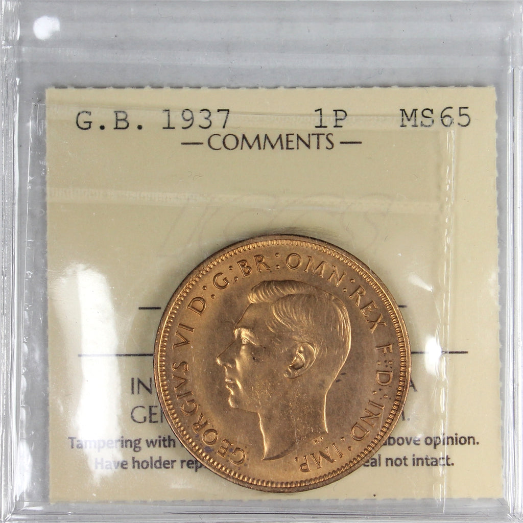 Great Britain 1937 Penny ICCS Certified MS-65