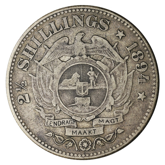 South Africa 1894 2 1/2 Shilings Very Fine (VF-20) $