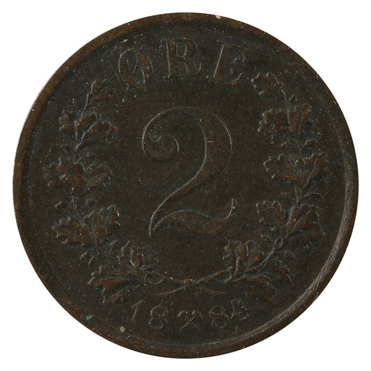 Norway 1884 2 Ore Extra Fine (EF-40)