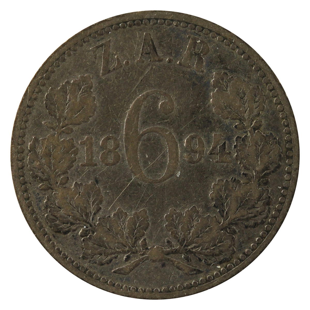 South Africa 1894 6 Pence F-VF (F-15)