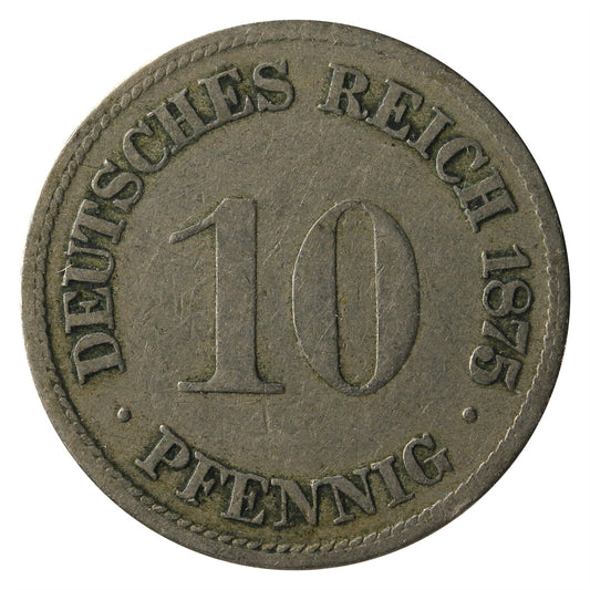 German Empire 1875H 10 Fennig Fine (F-12)