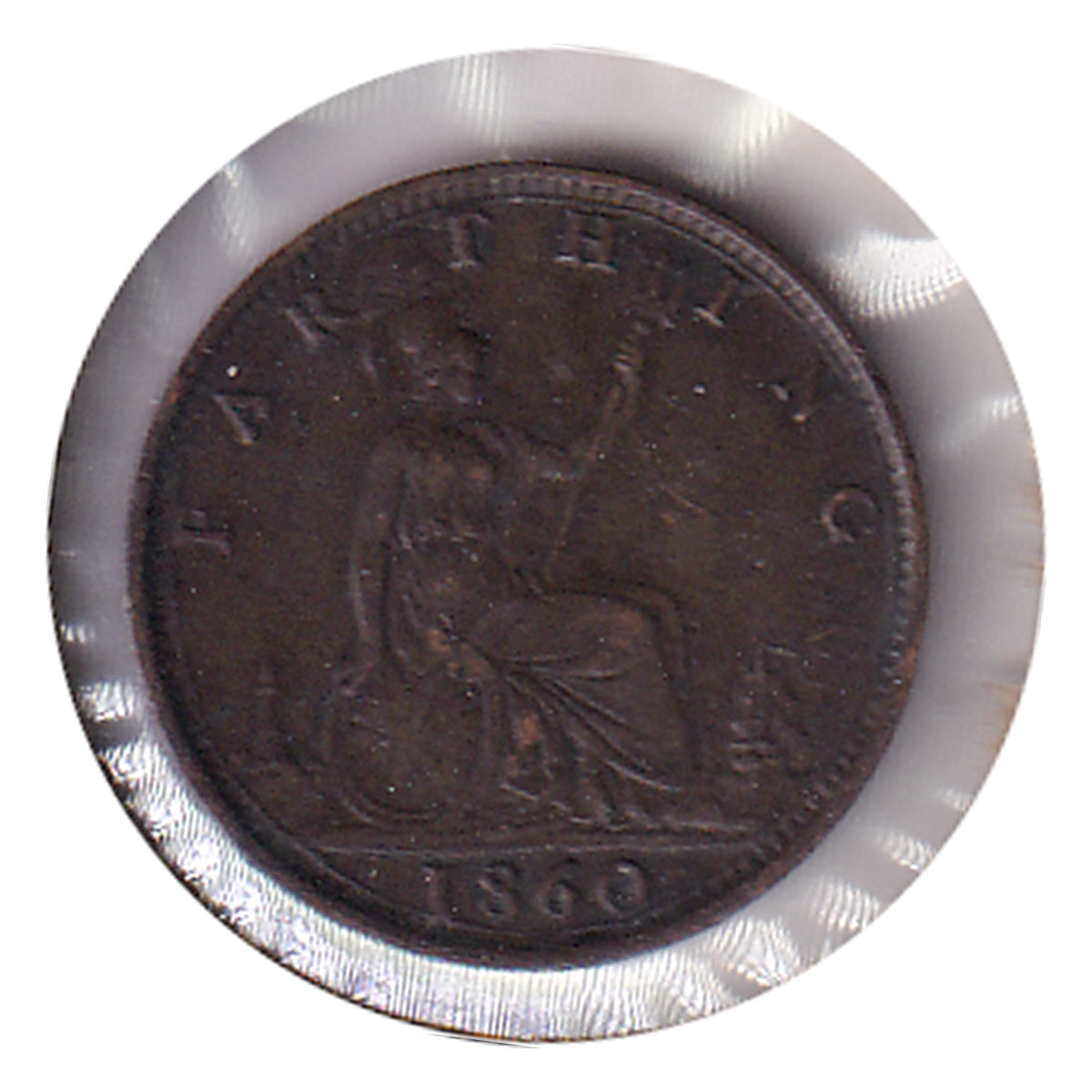 Great Britain 1860 Toothed Border Farthing Extra Fine (EF-40) $