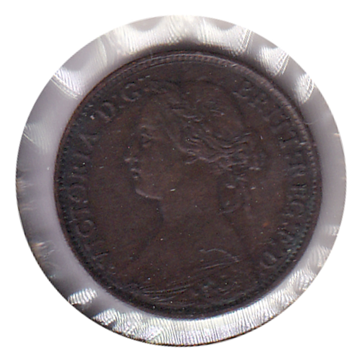 Great Britain 1860 Toothed Border Farthing Extra Fine (EF-40) $