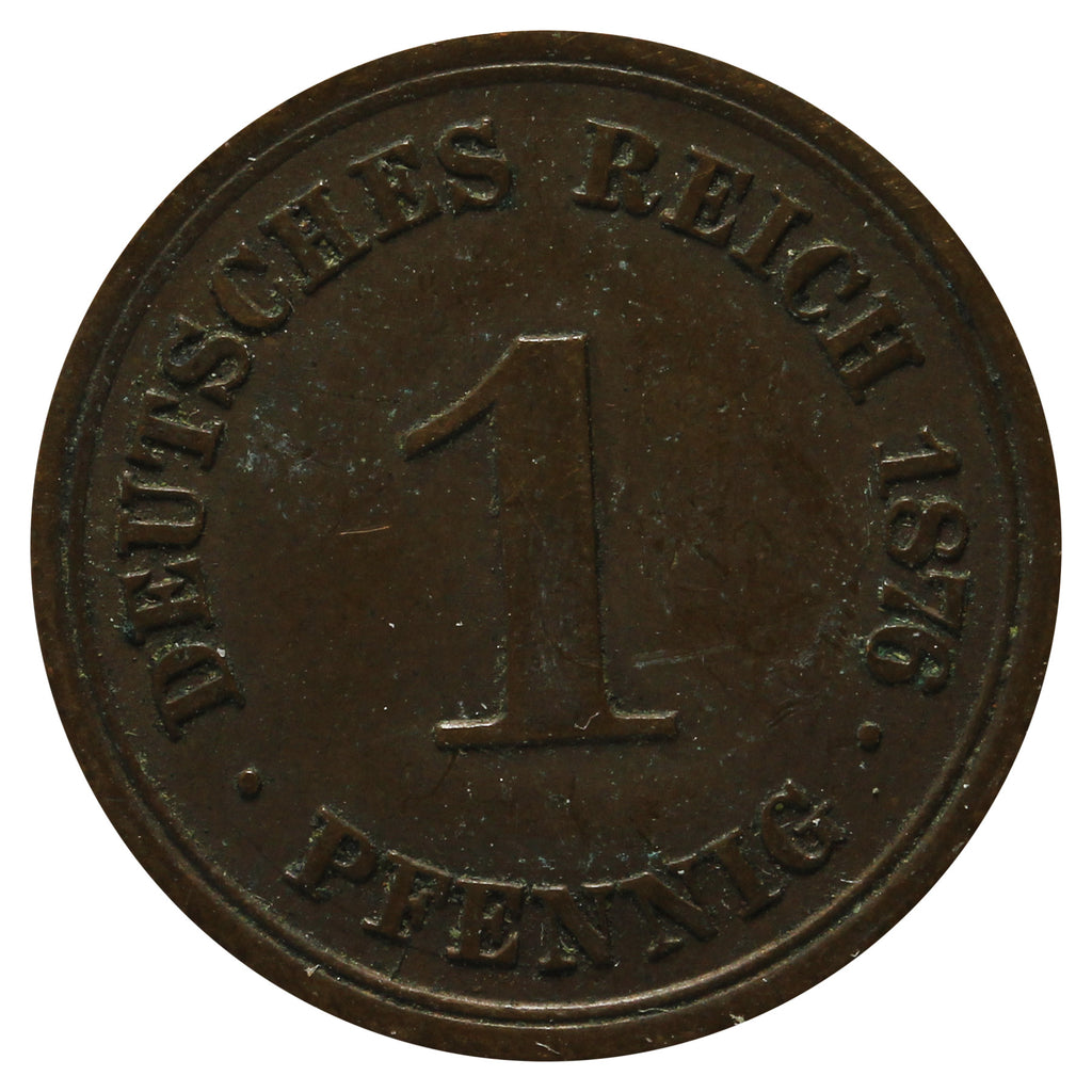 German Empire 1876D Pfennig Almost Uncirculated (AU-50)