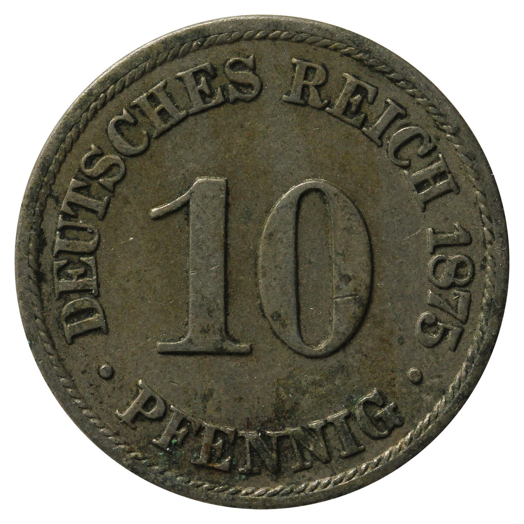 German Empire 1875B 10 Pfennig Extra Fine (EF-40)