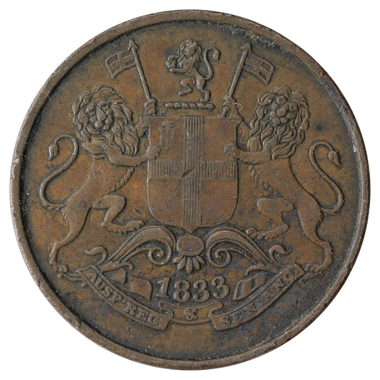 India-British Bombay Presidency 1833 1/4 Anna Extra Fine (EF-40) $