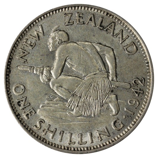 New Zealand 1942 Shilling EF-AU (EF-45)