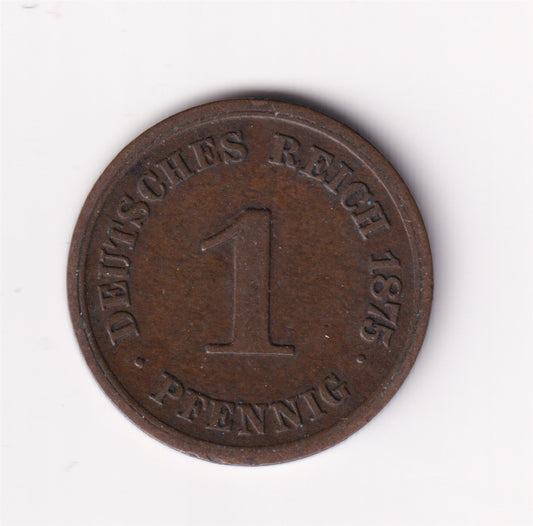 German Empire 1875F Pfennig VF-EF (VF-30) $