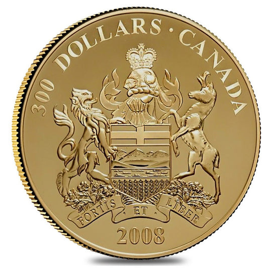 2008 Canada $300 14K Alberta Provincial Coat of Arms Gold (tattered sleeve)