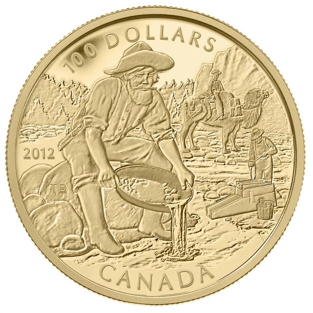 2012 Canada $100 Cariboo Gold Rush 150th Anniversary 14K Gold Coin