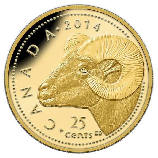 2014 Canada 25-cent Rocky Mountain Bighorn Sheep Gold (No Tax)