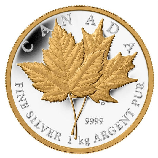 2013 Canada $250 Maple Leaf Forever Kilo with Gold Plating (No Tax)