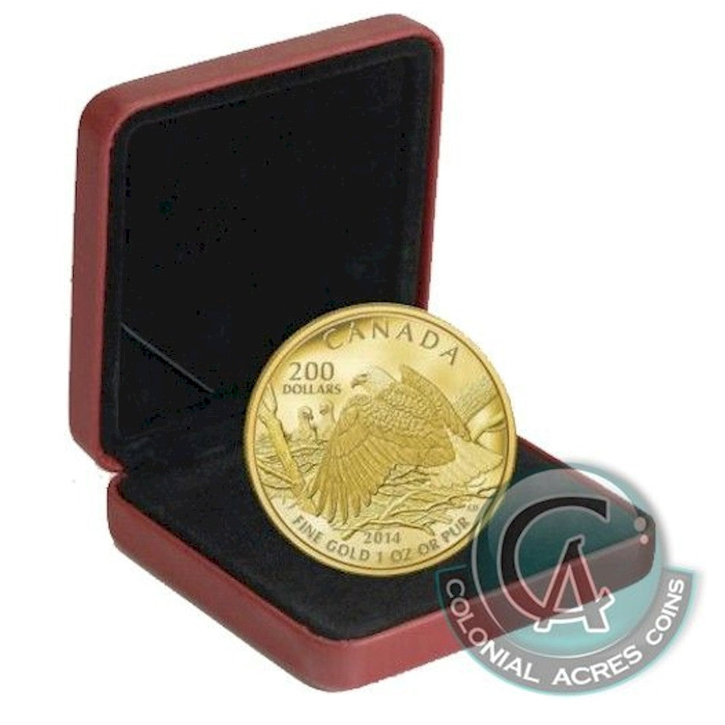 2014 Canada $200 Bald Eagle Protecting Her Nest Pure Gold (No Tax)