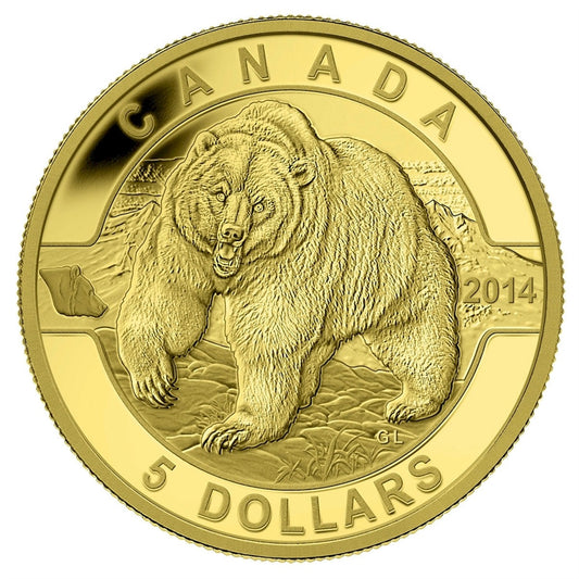 2014 $5 1/10oz. O Canada Grizzly Bear Pure Gold (No Tax)