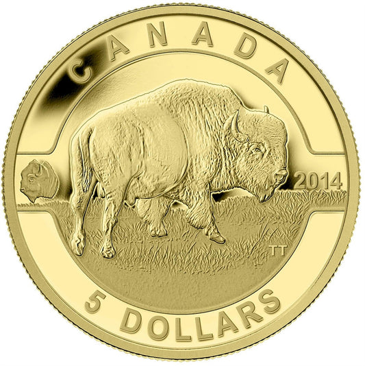 2014 $5 O Canada - Bison 1/10thoz. Pure Gold (TAX Exempt)