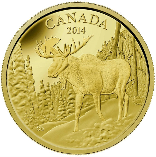 2014 Canada $350 The Majestic Moose Pure Gold Coin (No Tax) Small Crease on Sleeve