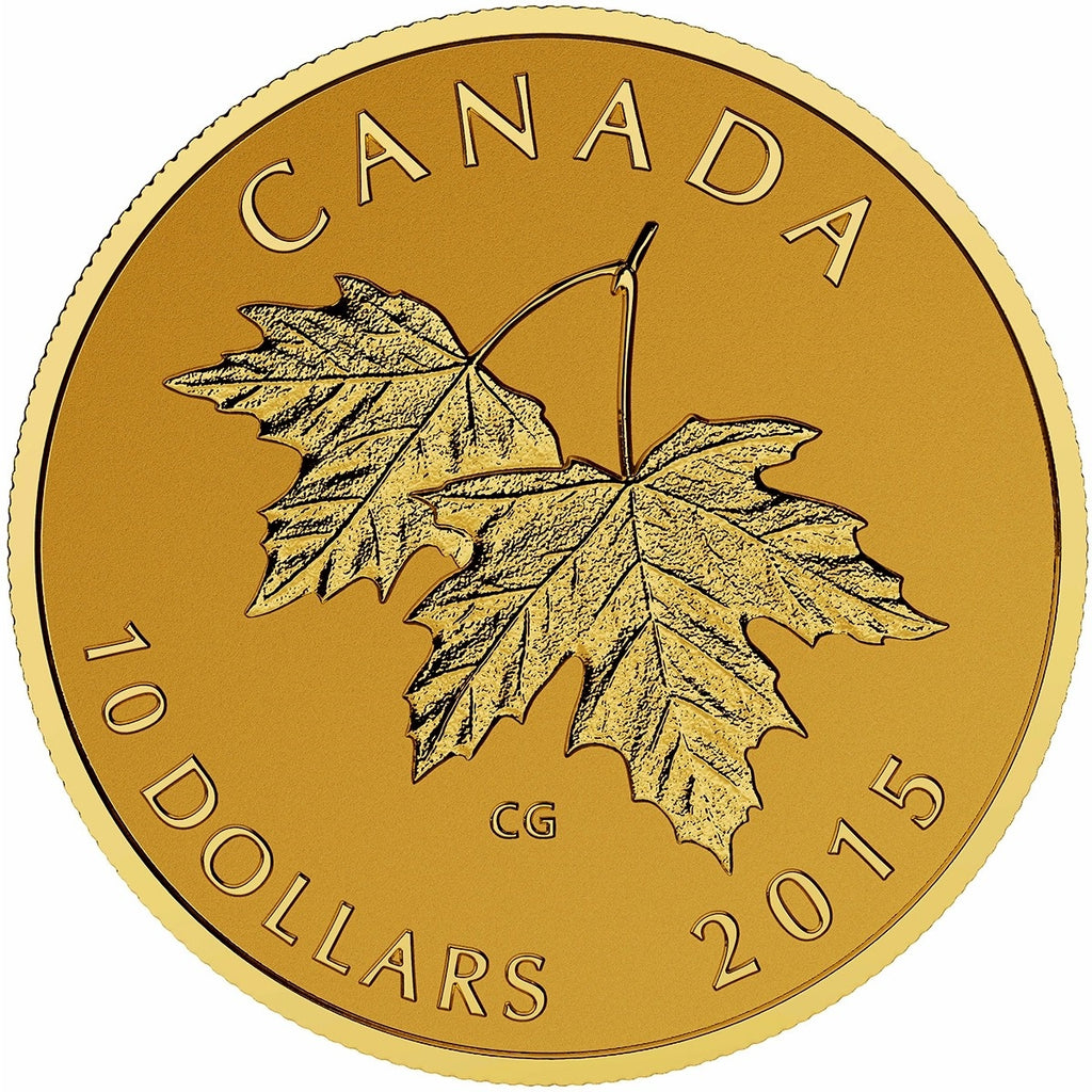 2015 Canada $10 Maple Leaves with 1965 Effigy 1/4oz. Pure Gold (No Tax)