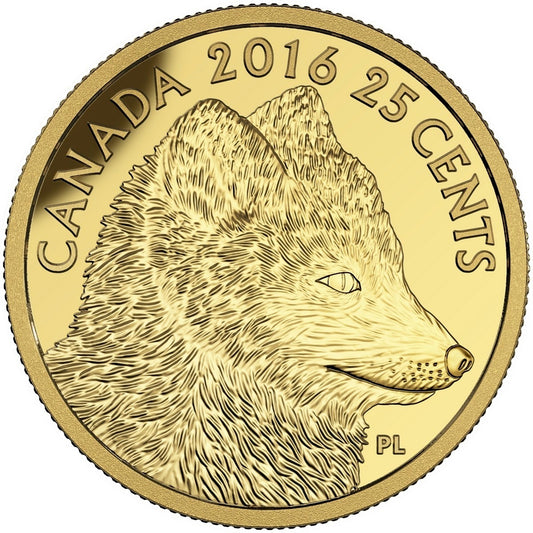 2016 Canada 25-cent Predator vs Prey - Traditional Arctic Fox Gold (No Tax)