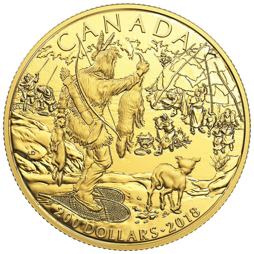 2018 $200 Early Canadian History - First Nations Pure Gold Coin (No Tax)