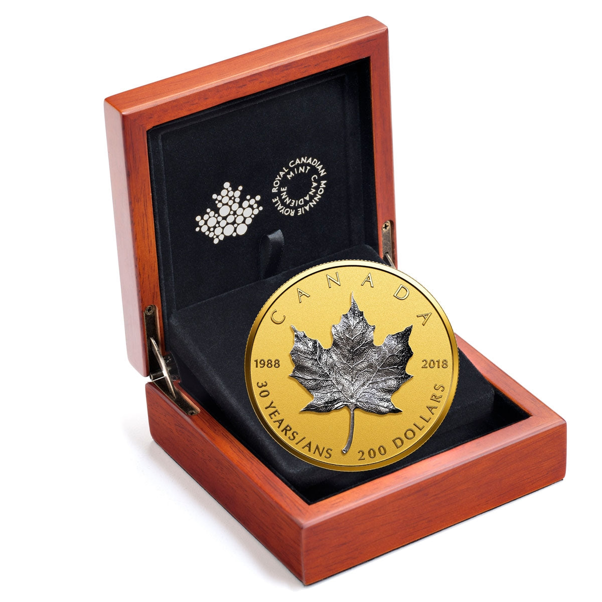 2018 Canada $200 30th Anniversary of the Silver Maple Leaf 1oz. Pure Gold 3D (No Tax)