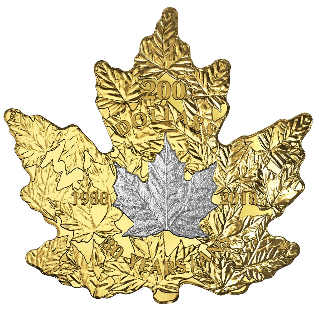 2018 Canada $200 30th Anniversary of the Platinum Maple Leaf Pure Gold Coin (No Tax)