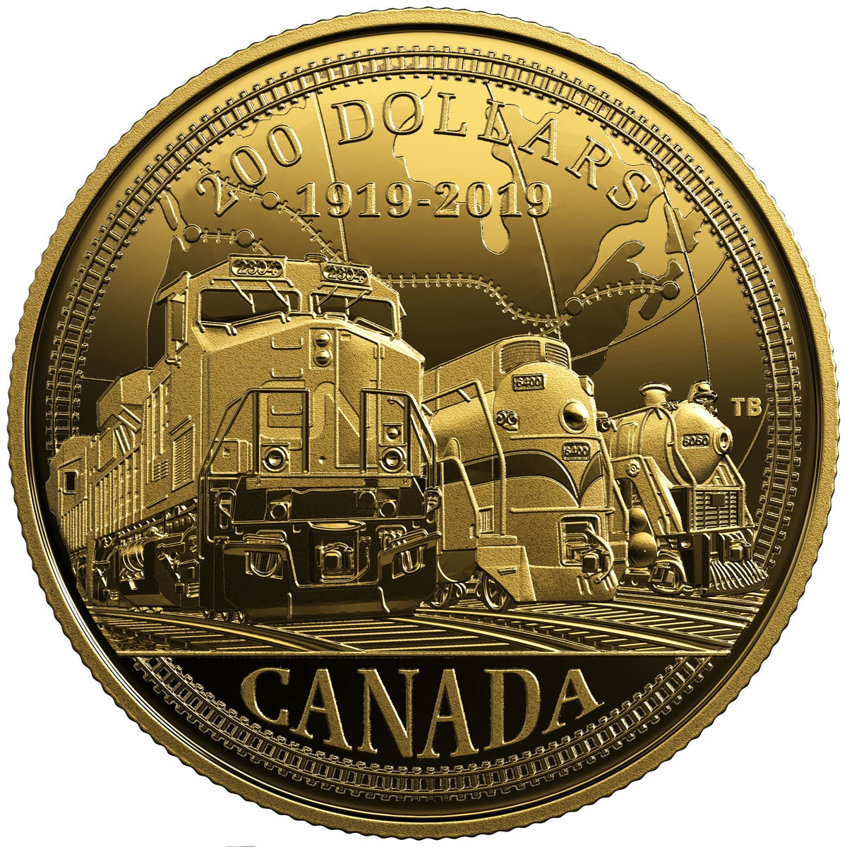 2019 Canada $200 100th Anniversary of CN Pure Gold (No Tax)