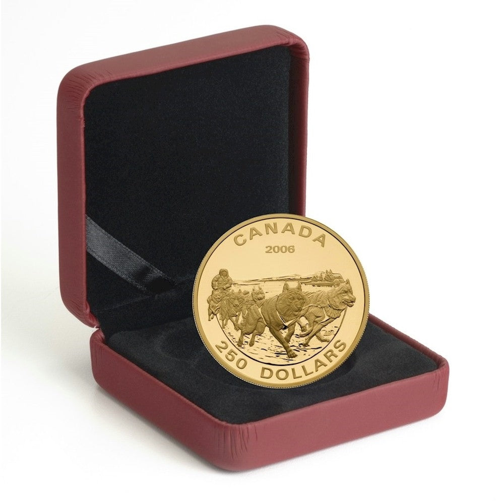 2006 Canada $250 Dog Sled Team 14K Gold