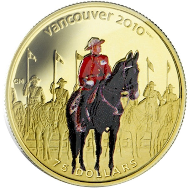 2007 Canada $75 14K Olympic Gold - RCMP (outer sleeve a bit bent)